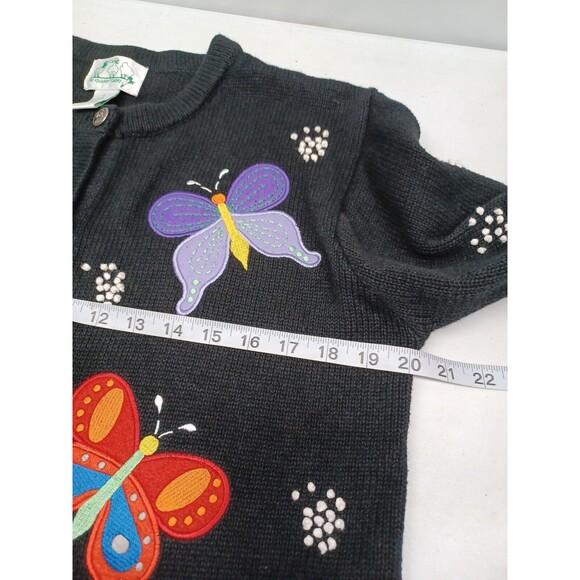 The Quacker Factory Womens Black Embroidered Butterflies Sweater Sz S - Picture 5 of 10